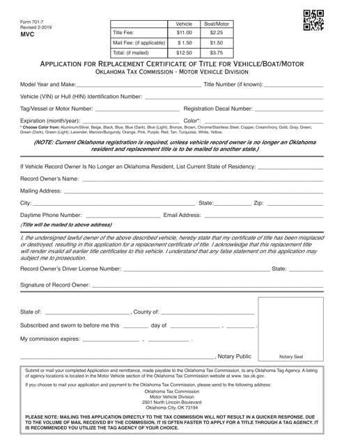 OTC Form 701-7  Printable Pdf