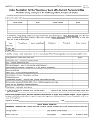 Form DTE109 Initial Application for the Valuation of Land at Its Current Agricultural Use - Ohio