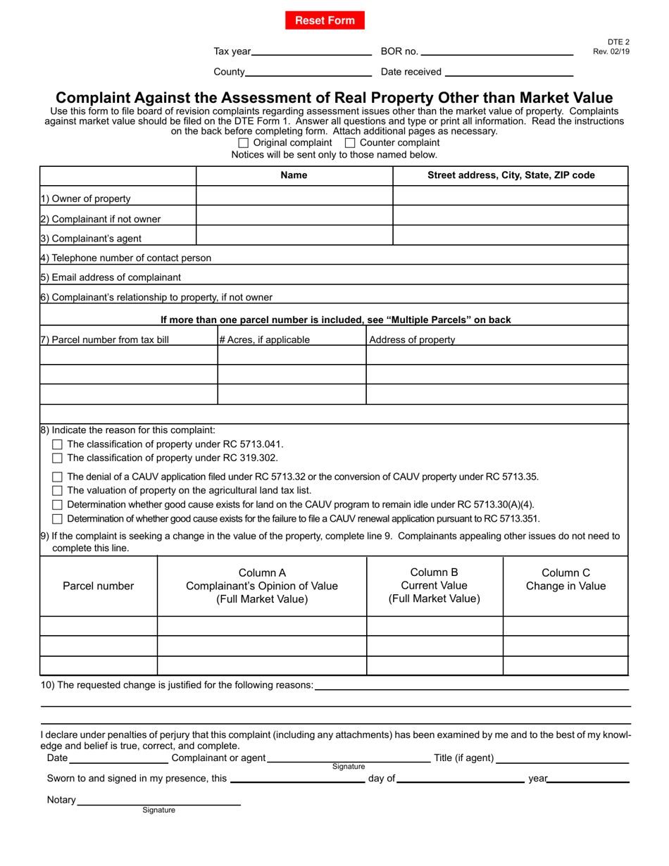 Form DTE2 Download Fillable PDF or Fill Online Complaint Against the