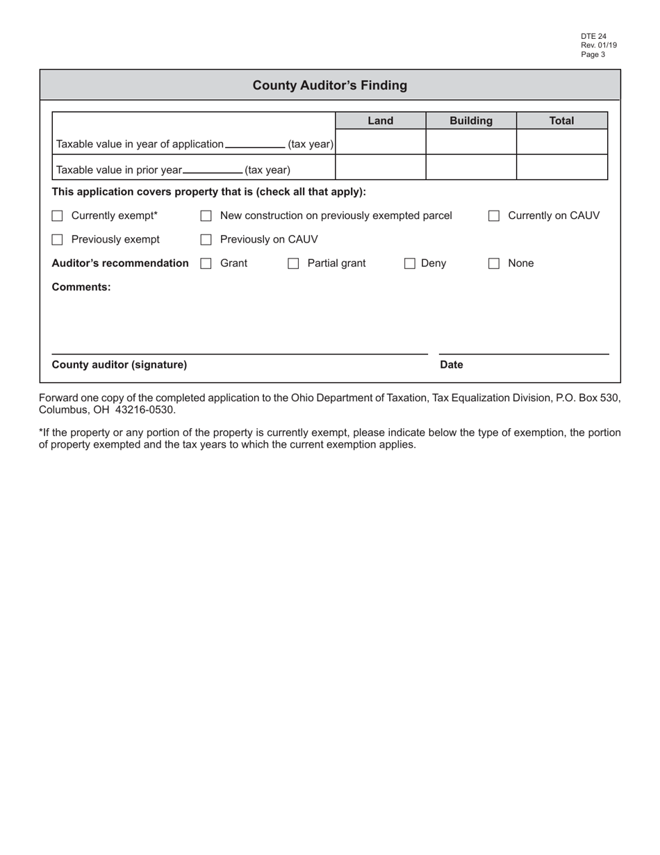 Form DTE24 Tax Incentive Program  Application for Real Property Tax Exemption and Remission - Ohio, Page 3