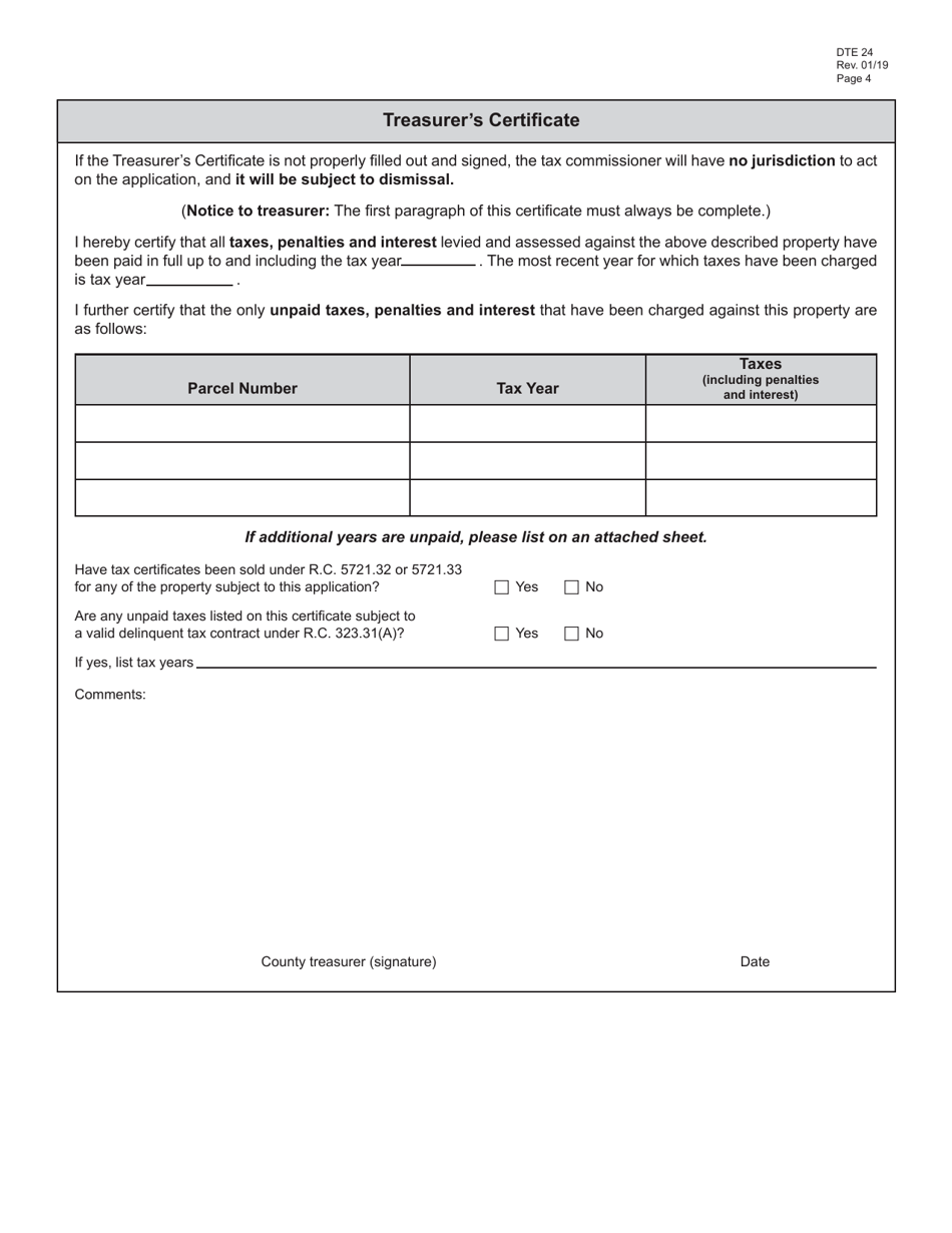 Form DTE24 Tax Incentive Program  Application for Real Property Tax Exemption and Remission - Ohio, Page 4