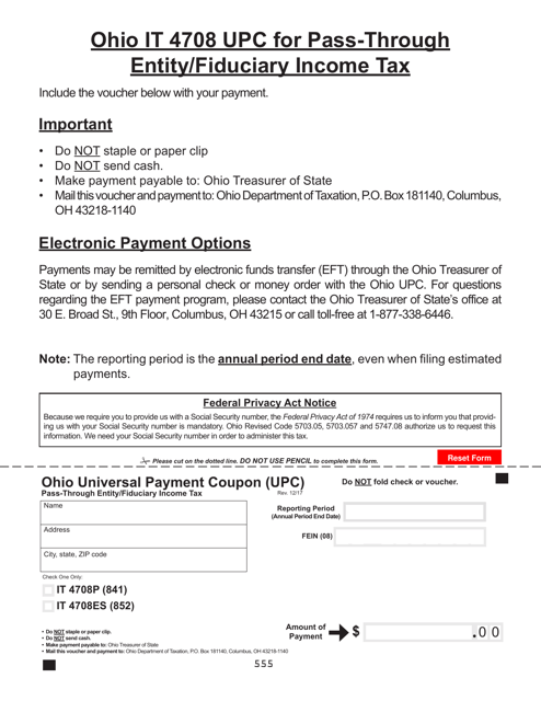 Form IT4708 UPC  Printable Pdf