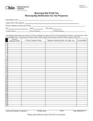 Form MNP MNTP Municipal Net Profit Tax Municipality Notification for Tax Preparers - Ohio