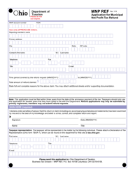 Document preview: Form MNP REF Application for Municipal Net Profit Tax Refund - Ohio