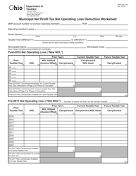 Document preview: Form MNP NOL DW Municipal Net Profit Tax Net Operating Loss Deduction Worksheet - Ohio