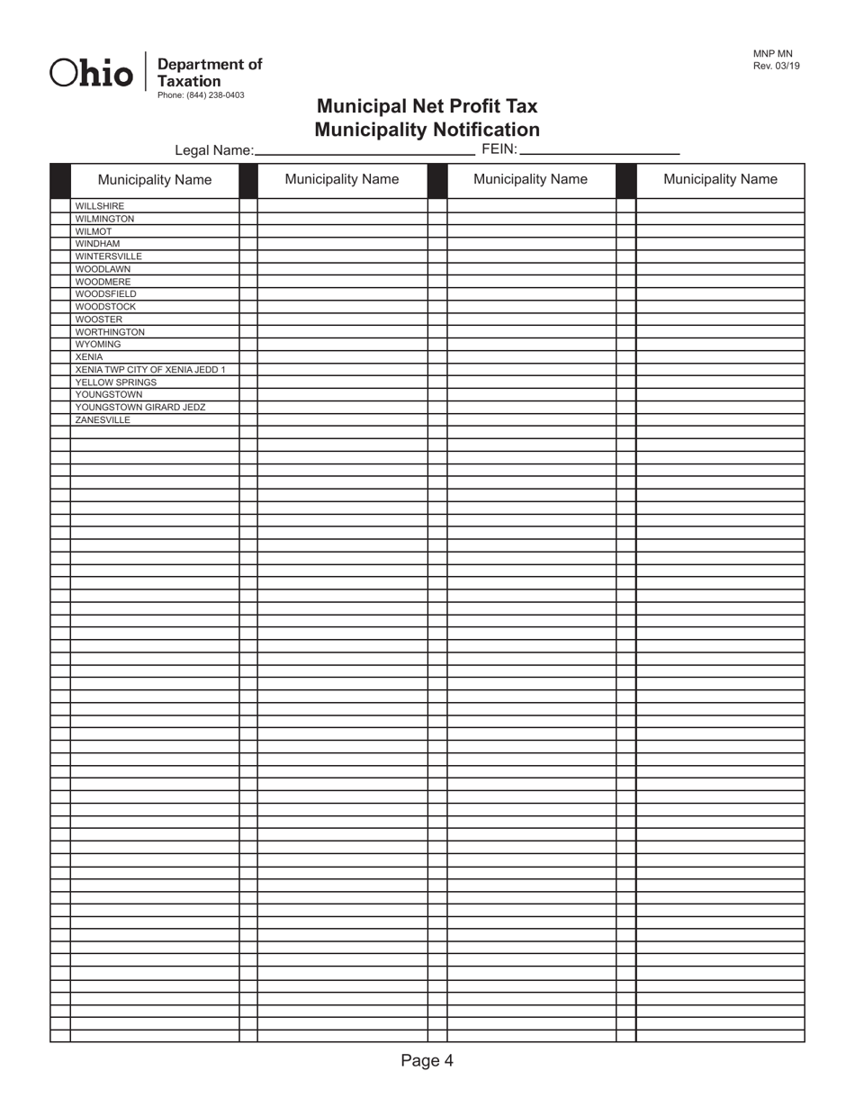 Form MNP MN Fill Out, Sign Online and Download Printable PDF, Ohio