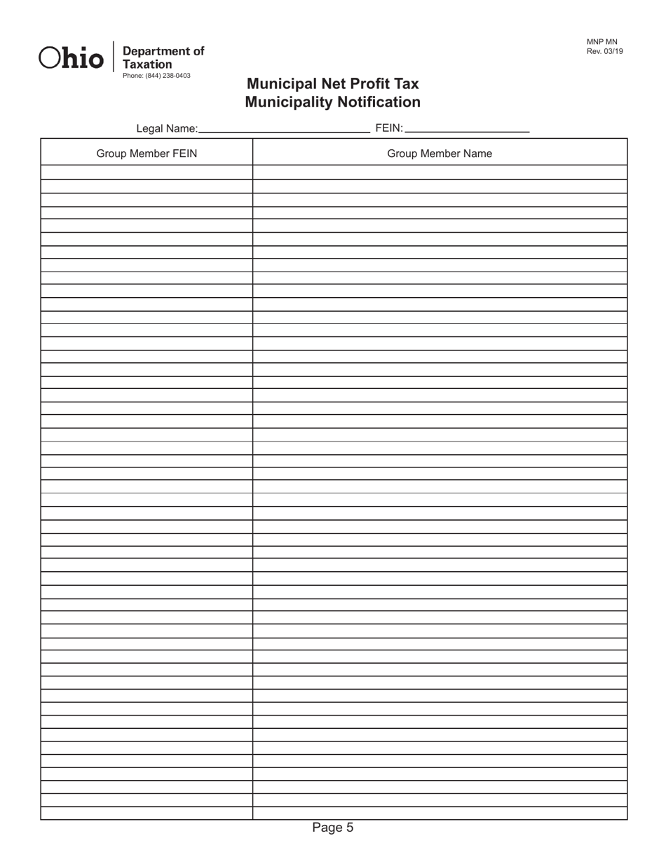 Form MNP MN Fill Out, Sign Online and Download Printable PDF, Ohio