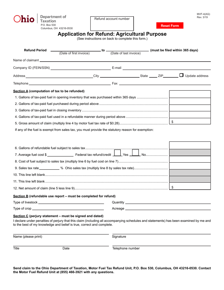 Form MVF-4(AG) - Fill Out, Sign Online and Download Fillable PDF, Ohio