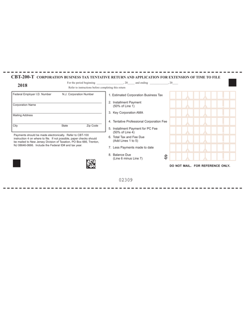 Form CBT-200-T 2018 Printable Pdf