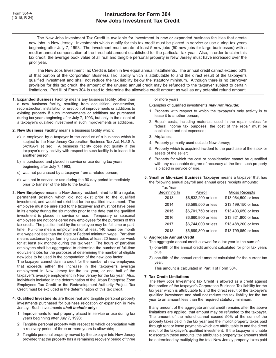 Form 304 New Jobs Investment Tax Credit - New Jersey, Page 3