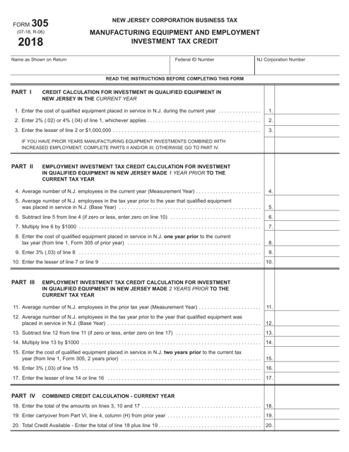 Form 305 Download Fillable PDF Or Fill Online Manufacturing Equipment 