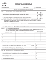 Form 313 Economic Recovery Tax Credit - New Jersey