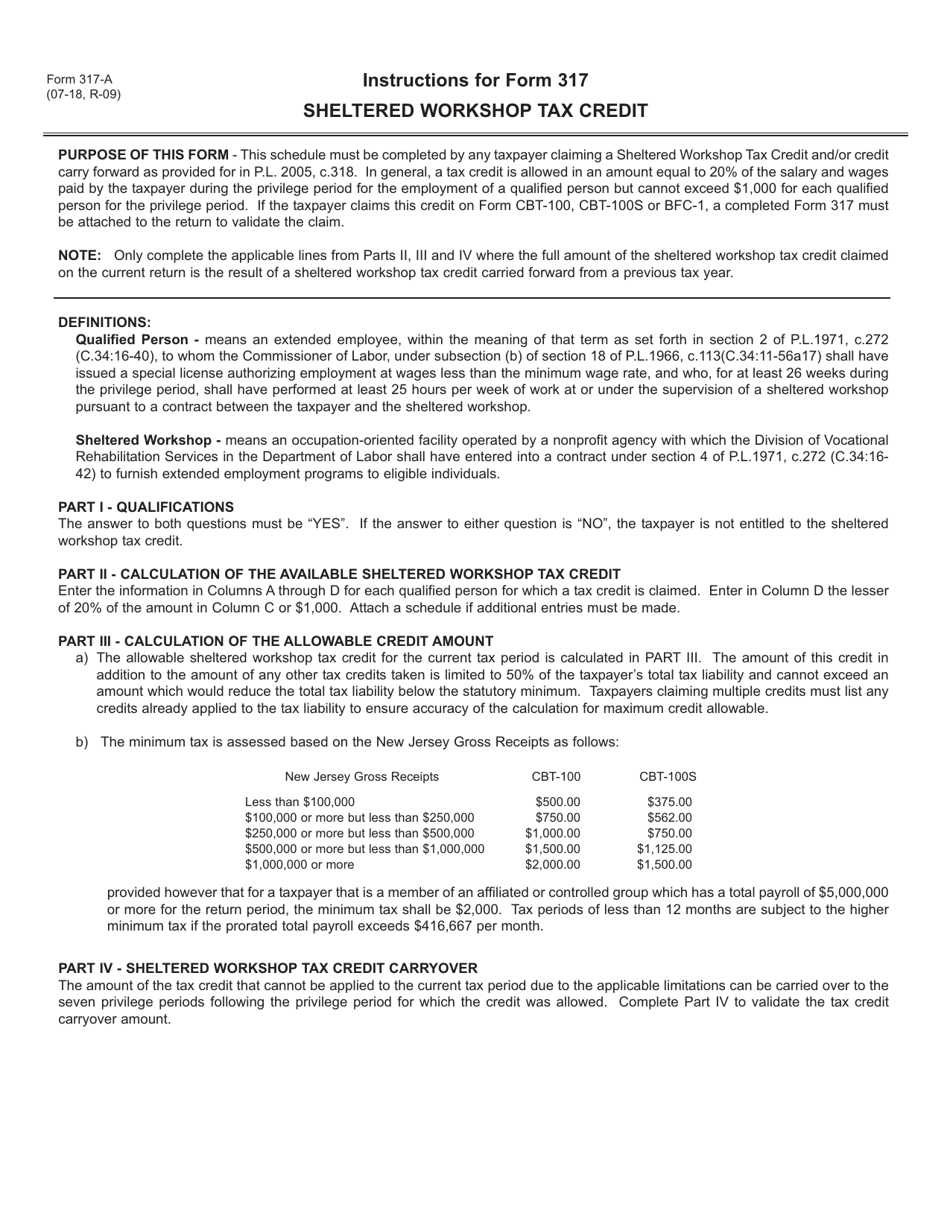 Form 317 Sheltered Workshop Tax Credit - New Jersey, Page 3