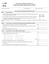 Form 320 Grow New Jersey Assistance Tax Credit - New Jersey
