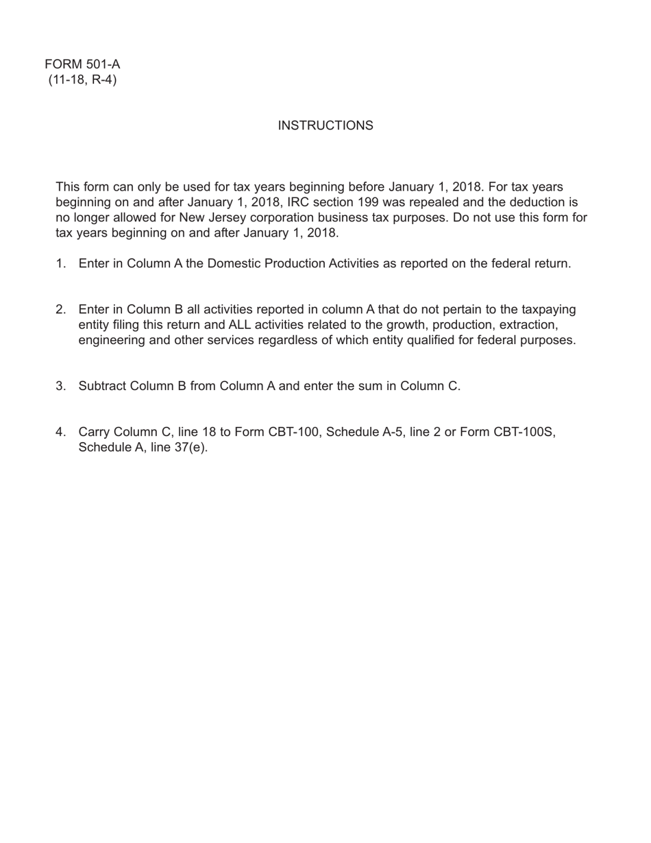 Form 501 Domestic Production Activities Deduction - New Jersey, Page 2