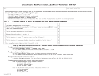 Worksheet Git-DEP - Gross Income Tax Depreciation Adjustment - New Jersey, Page 2