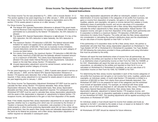 Document preview: Worksheet Git-DEP - Gross Income Tax Depreciation Adjustment - New Jersey