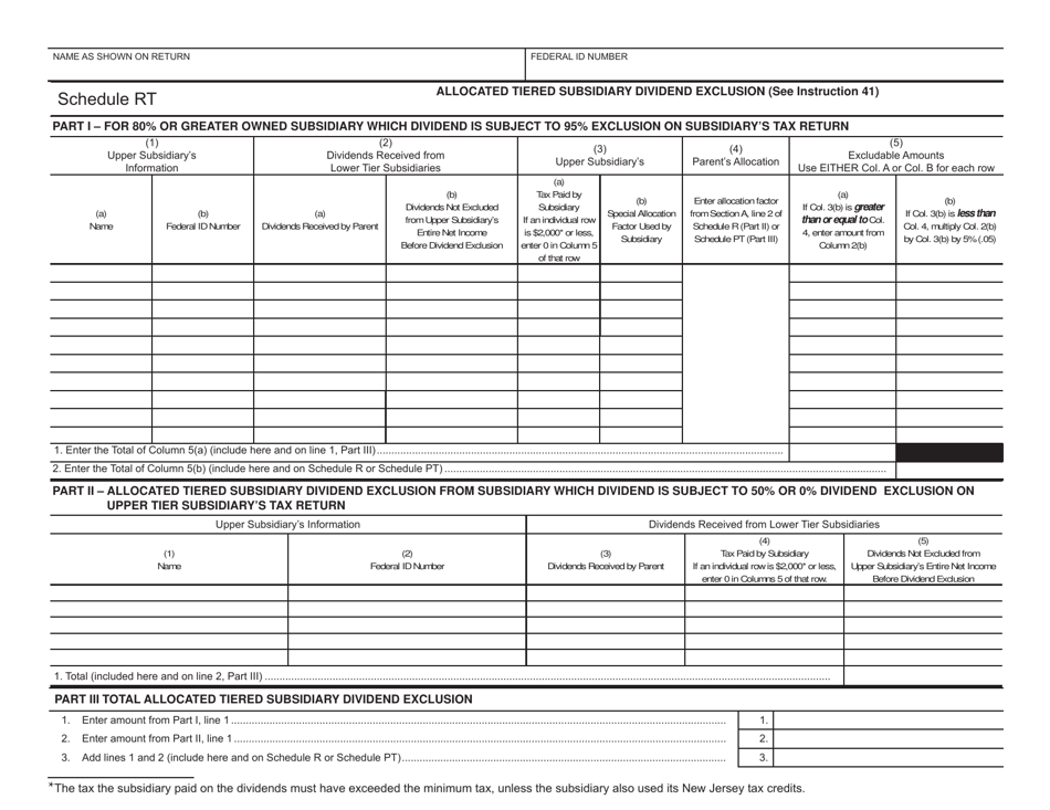Schedule RT Allocated Tiered Subsidiary Dividend Exclusion - New Jersey, Page 3