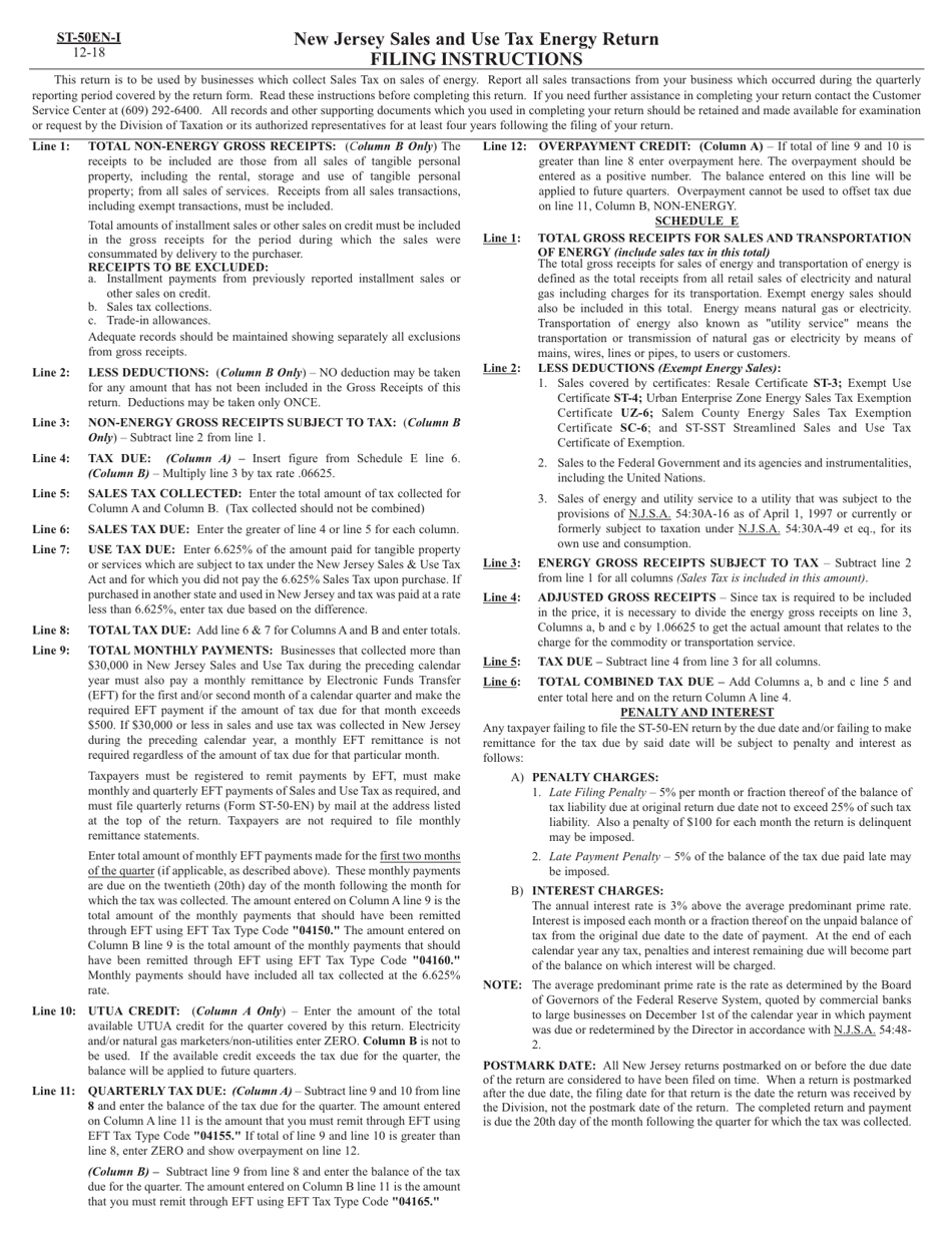 Form St 50 En Download Printable Pdf Or Fill Online Sales And Use Tax Energy Return New Jersey Templateroller