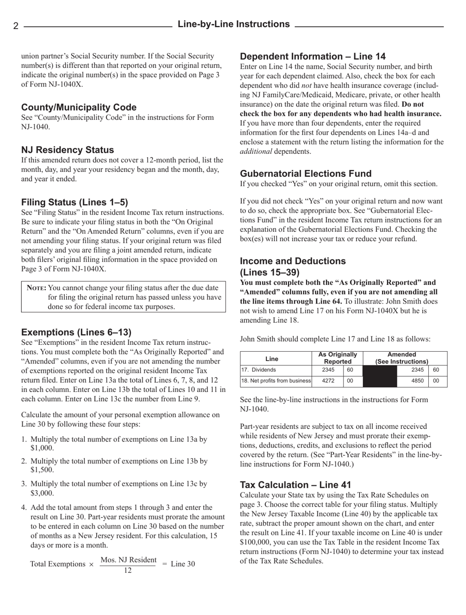 Download Instructions For Form Nj 1040x Amended Resident Return Pdf 2018 Templateroller 4799