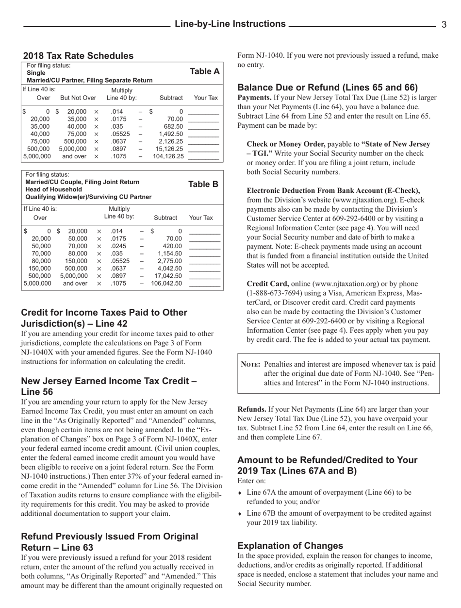 Instructions for Form NJ-1040X Amended Resident Return - New Jersey, Page 3