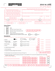 Form NJ-1040 Resident Income Tax Return - New Jersey