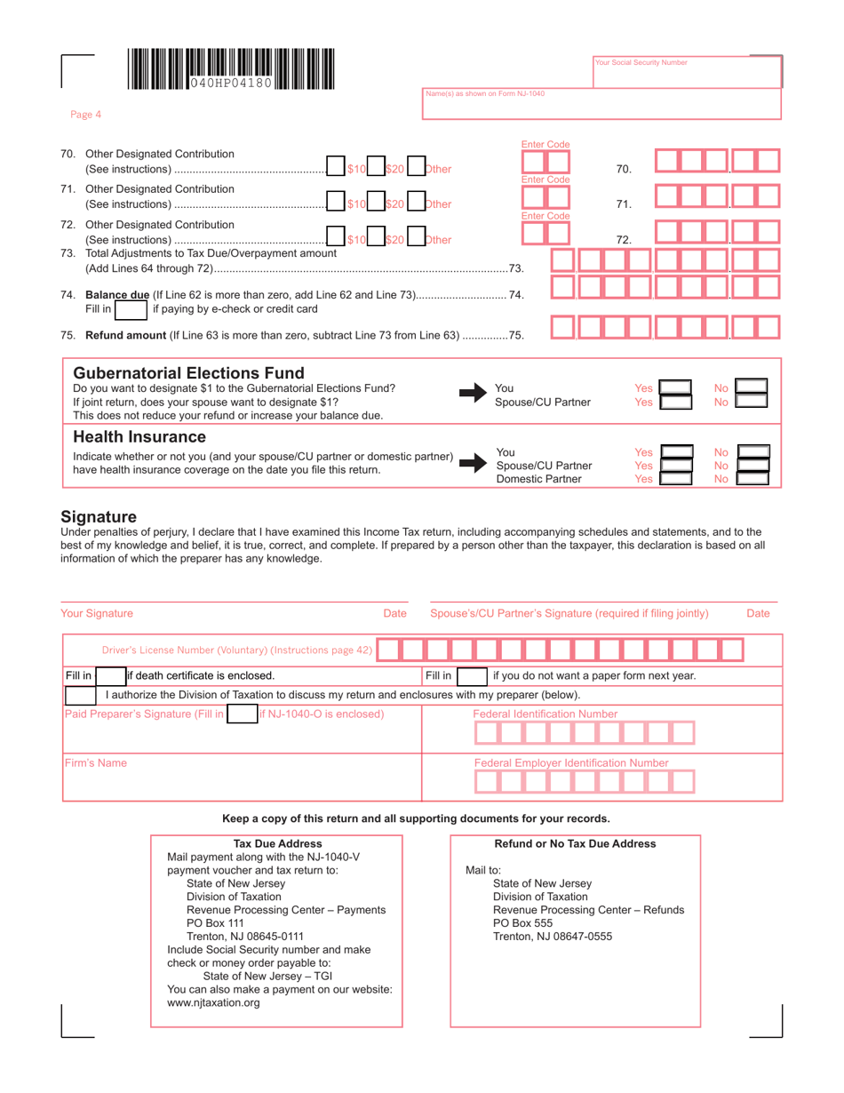 Form Nj 1040 2018 Fill Out Sign Online And Download Fillable Pdf New Jersey Templateroller 4707