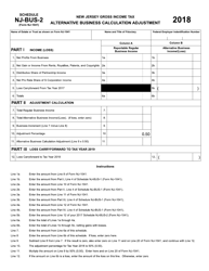 Document preview: Form NJ-1041 Schedule NJ-BUS-2 Alternative Business Calculation Adjustment - Gross Income Tax - New Jersey
