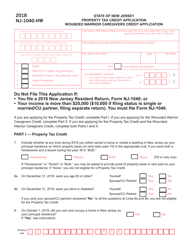Document preview: Form NJ-1040-HW Property Tax Credit Application Wounded Warrior Caregivers Credit Application - New Jersey