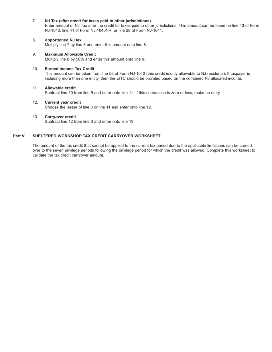 Form GIT-317 Sheltered Workshop Tax Credit - New Jersey, Page 4