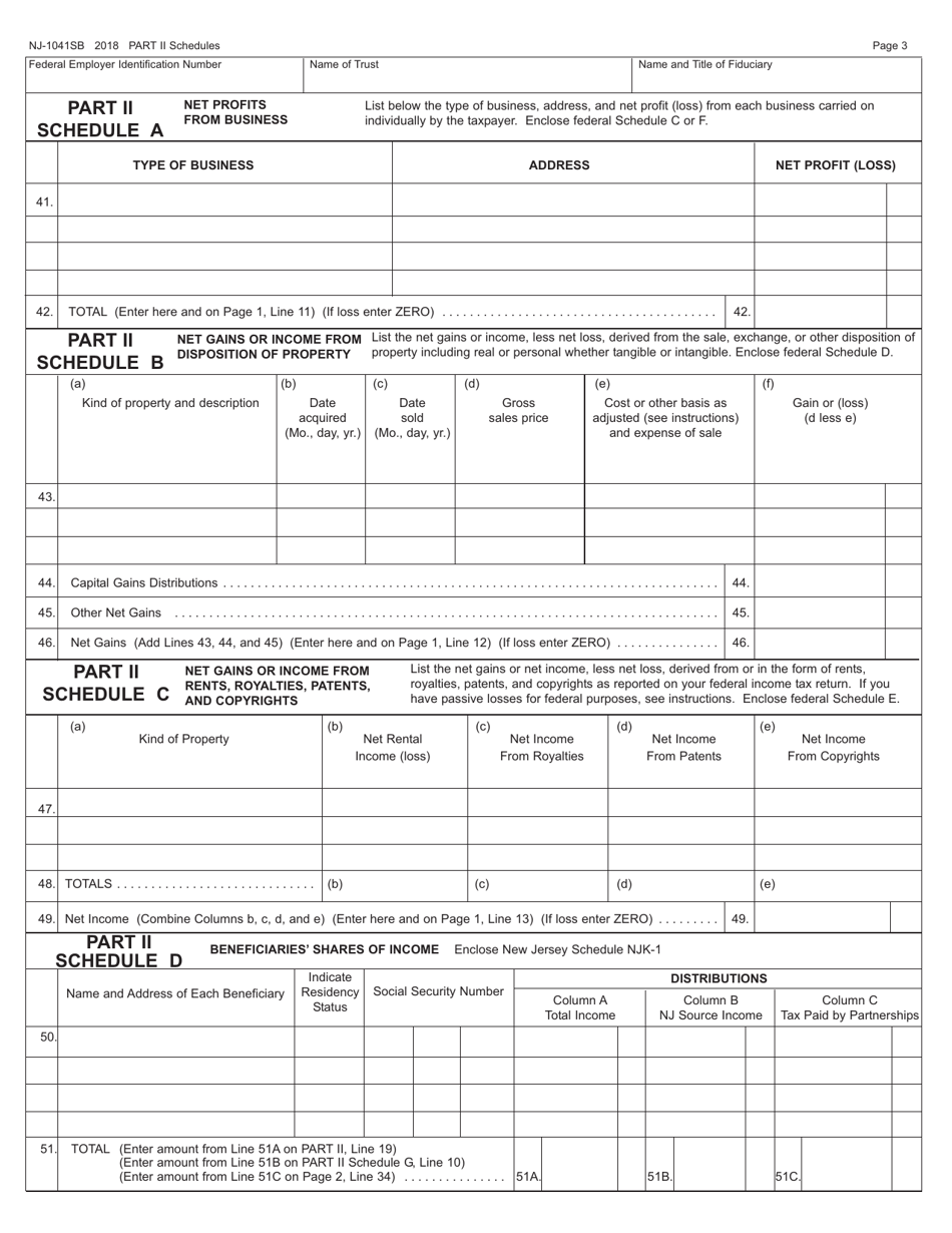 Form NJ-1041SB Fiduciary Return Electing Small Business Trust - New Jersey, Page 3