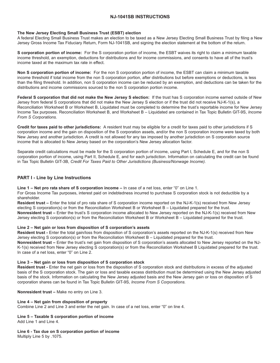 Form NJ-1041SB Fiduciary Return Electing Small Business Trust - New Jersey, Page 8