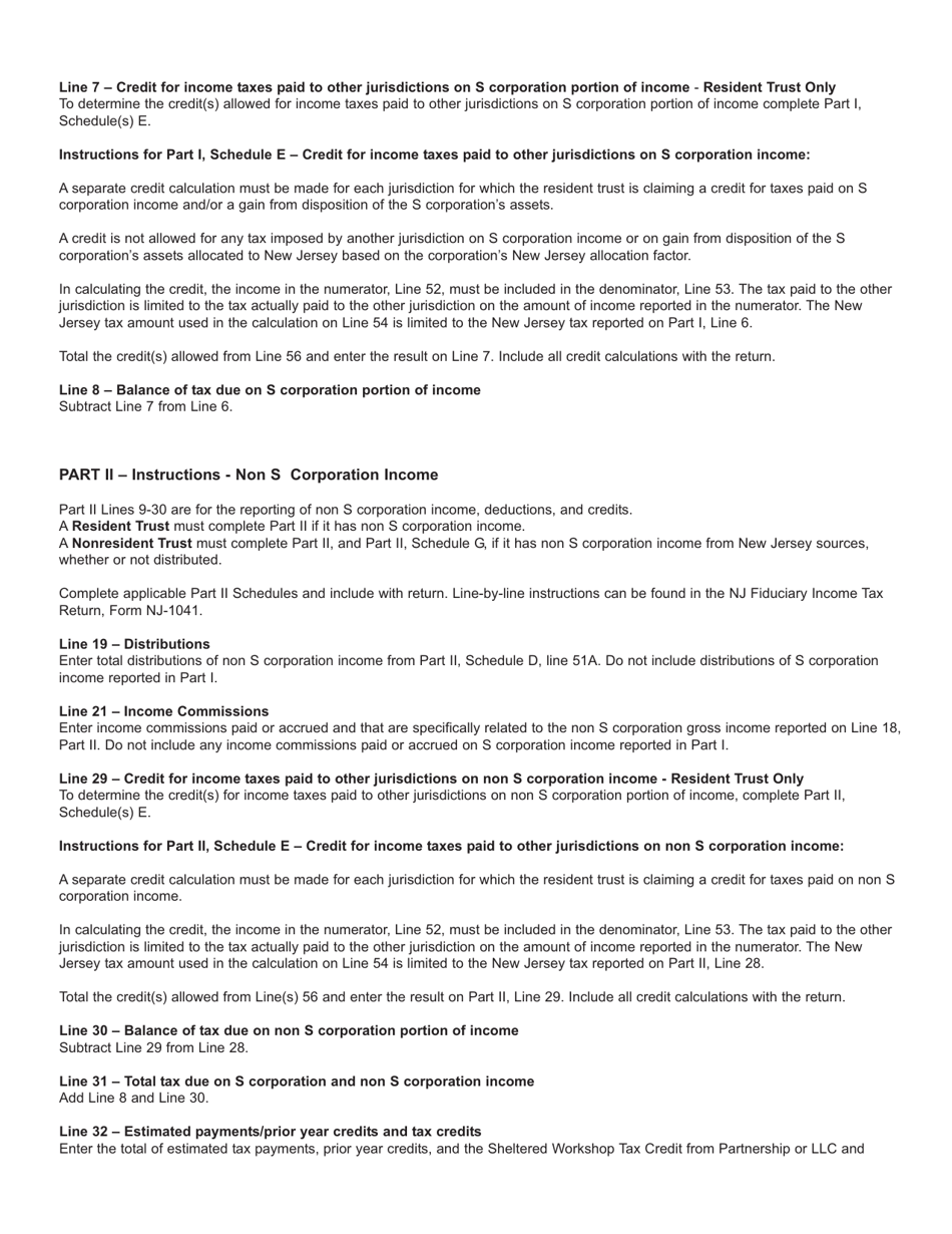 Form NJ-1041SB Fiduciary Return Electing Small Business Trust - New Jersey, Page 9