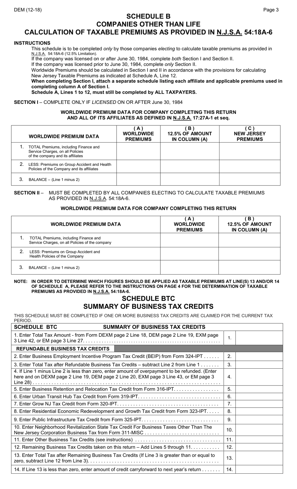 Form DEM Domestic Companies Other Than Life - New Jersey, Page 3