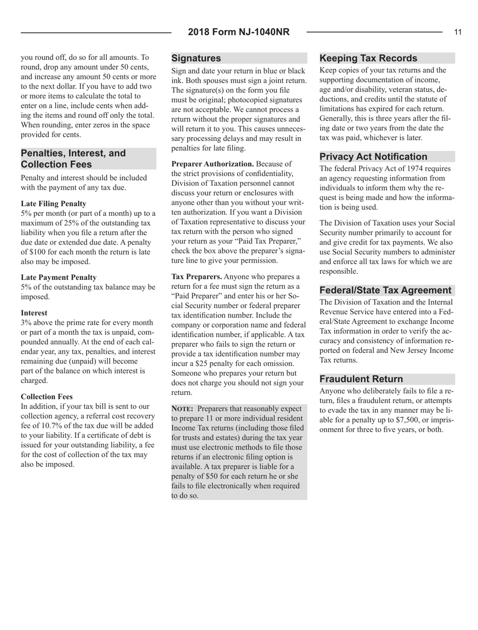 Instructions for Form NJ-1040NR New Jersey Income Tax Nonresident Return - New Jersey, Page 11