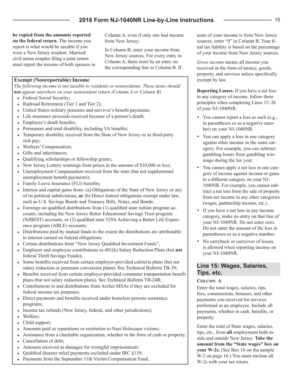 Instructions for Form NJ-1040NR New Jersey Income Tax Nonresident Return - New Jersey, Page 15