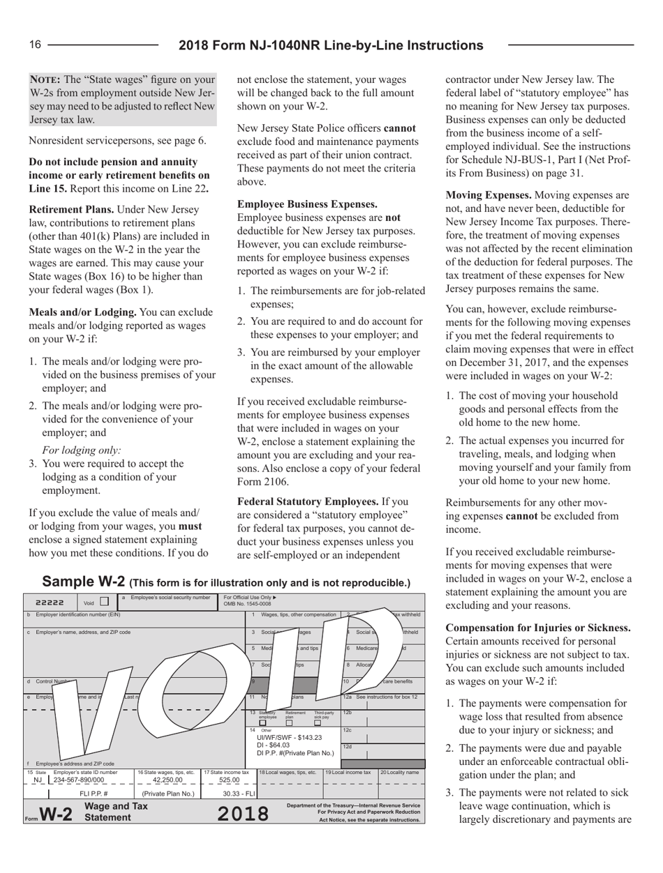 Instructions for Form NJ-1040NR New Jersey Income Tax Nonresident Return - New Jersey, Page 16