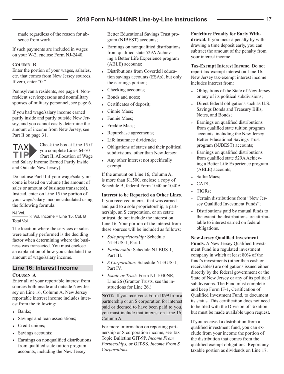 Instructions for Form NJ-1040NR New Jersey Income Tax Nonresident Return - New Jersey, Page 17