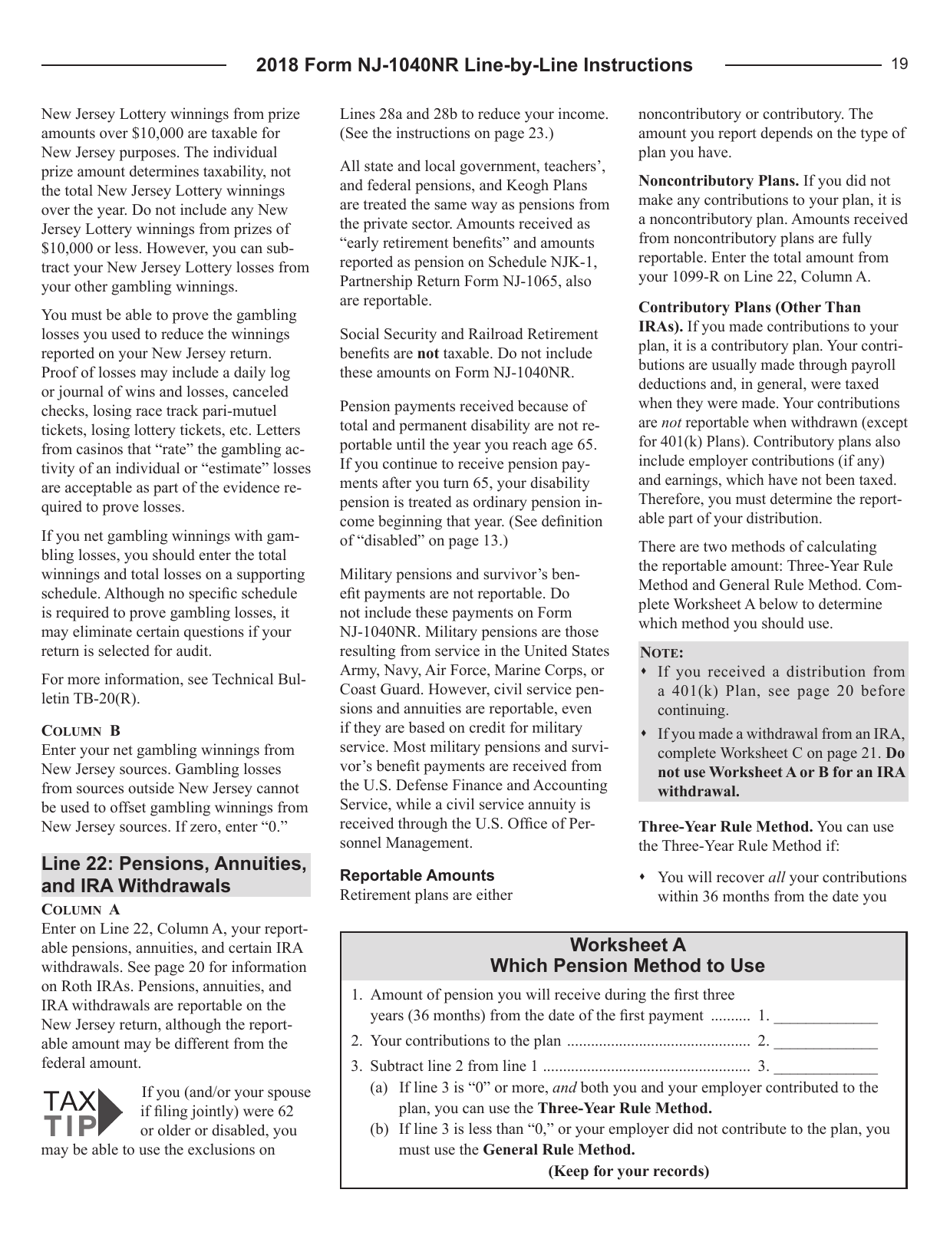Instructions for Form NJ-1040NR New Jersey Income Tax Nonresident Return - New Jersey, Page 19