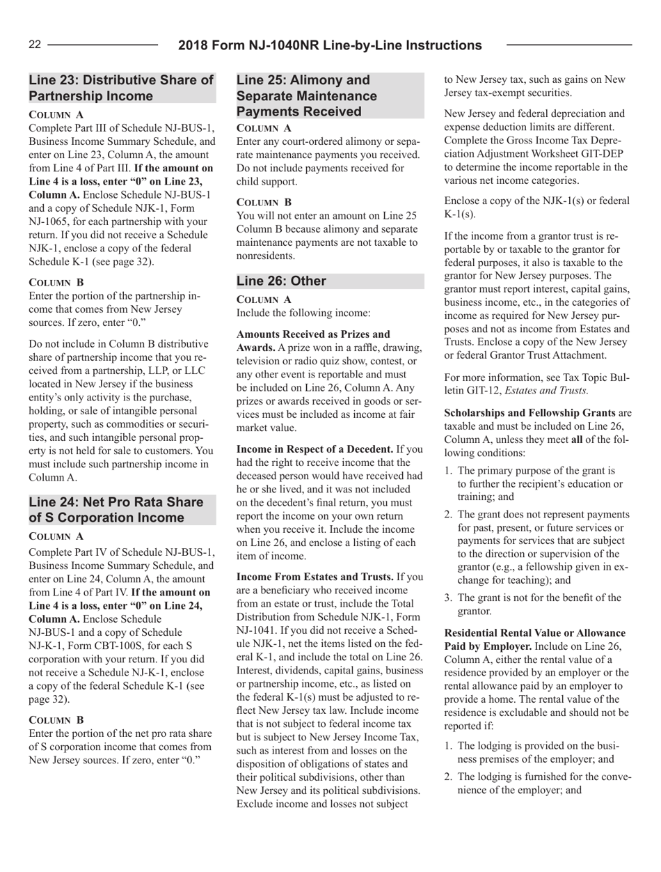 Instructions for Form NJ-1040NR New Jersey Income Tax Nonresident Return - New Jersey, Page 22
