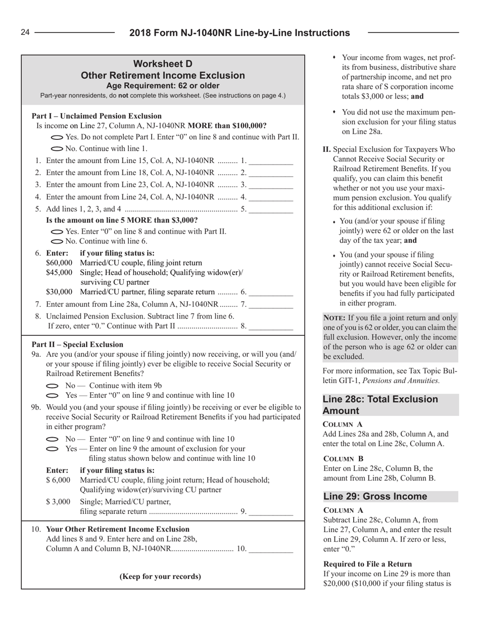 Instructions for Form NJ-1040NR New Jersey Income Tax Nonresident Return - New Jersey, Page 24
