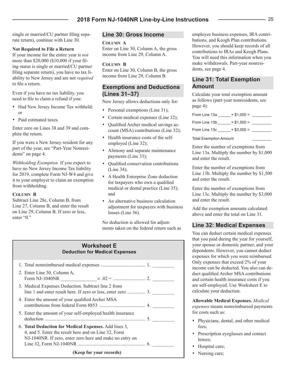 Instructions for Form NJ-1040NR New Jersey Income Tax Nonresident Return - New Jersey, Page 25