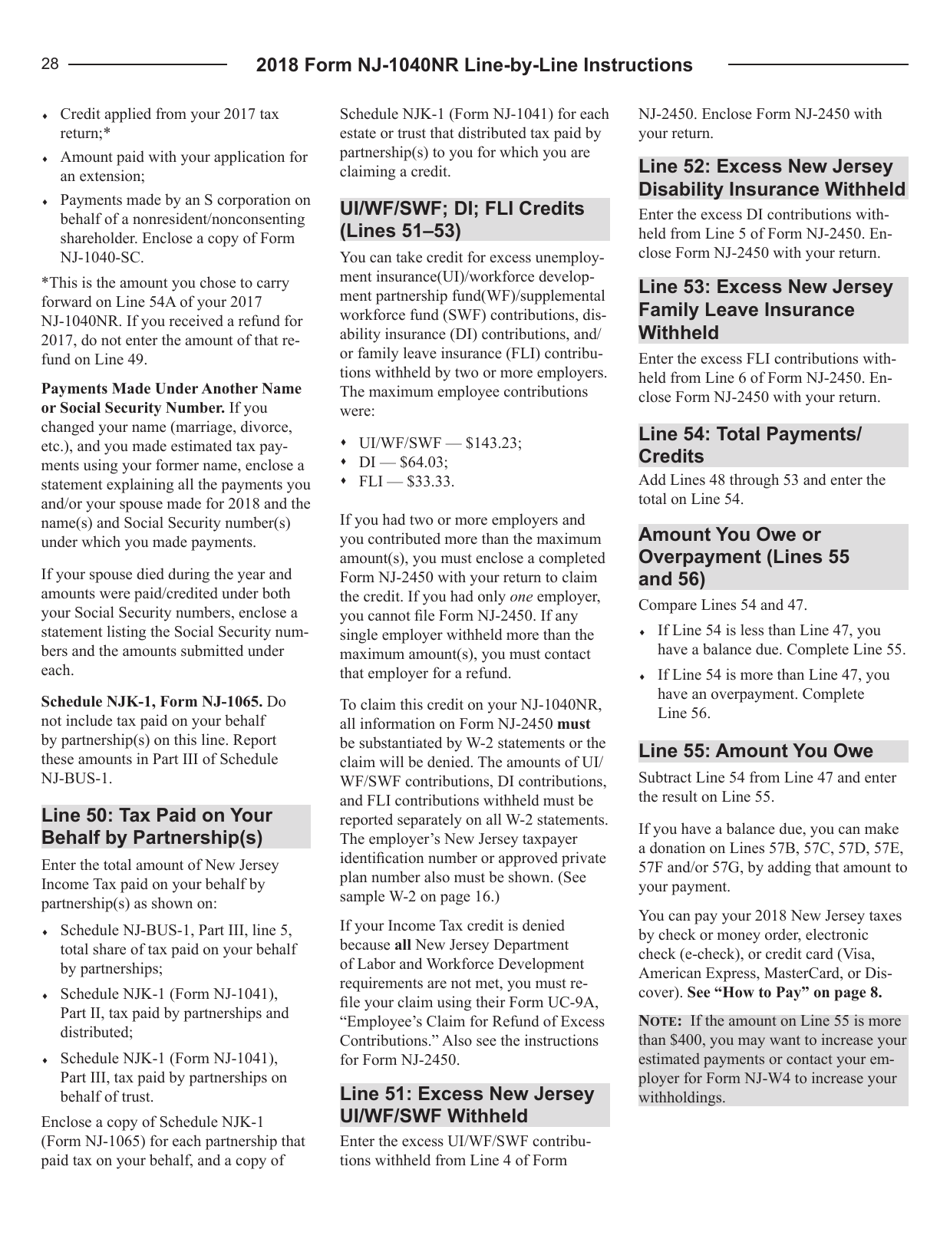 Instructions for Form NJ-1040NR New Jersey Income Tax Nonresident Return - New Jersey, Page 28