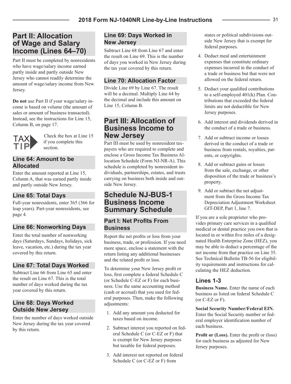 Instructions for Form NJ-1040NR New Jersey Income Tax Nonresident Return - New Jersey, Page 31