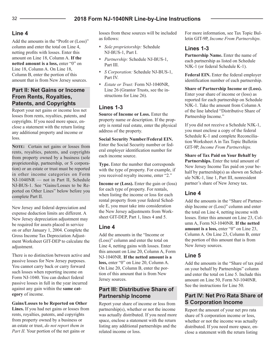 Instructions for Form NJ-1040NR New Jersey Income Tax Nonresident Return - New Jersey, Page 32