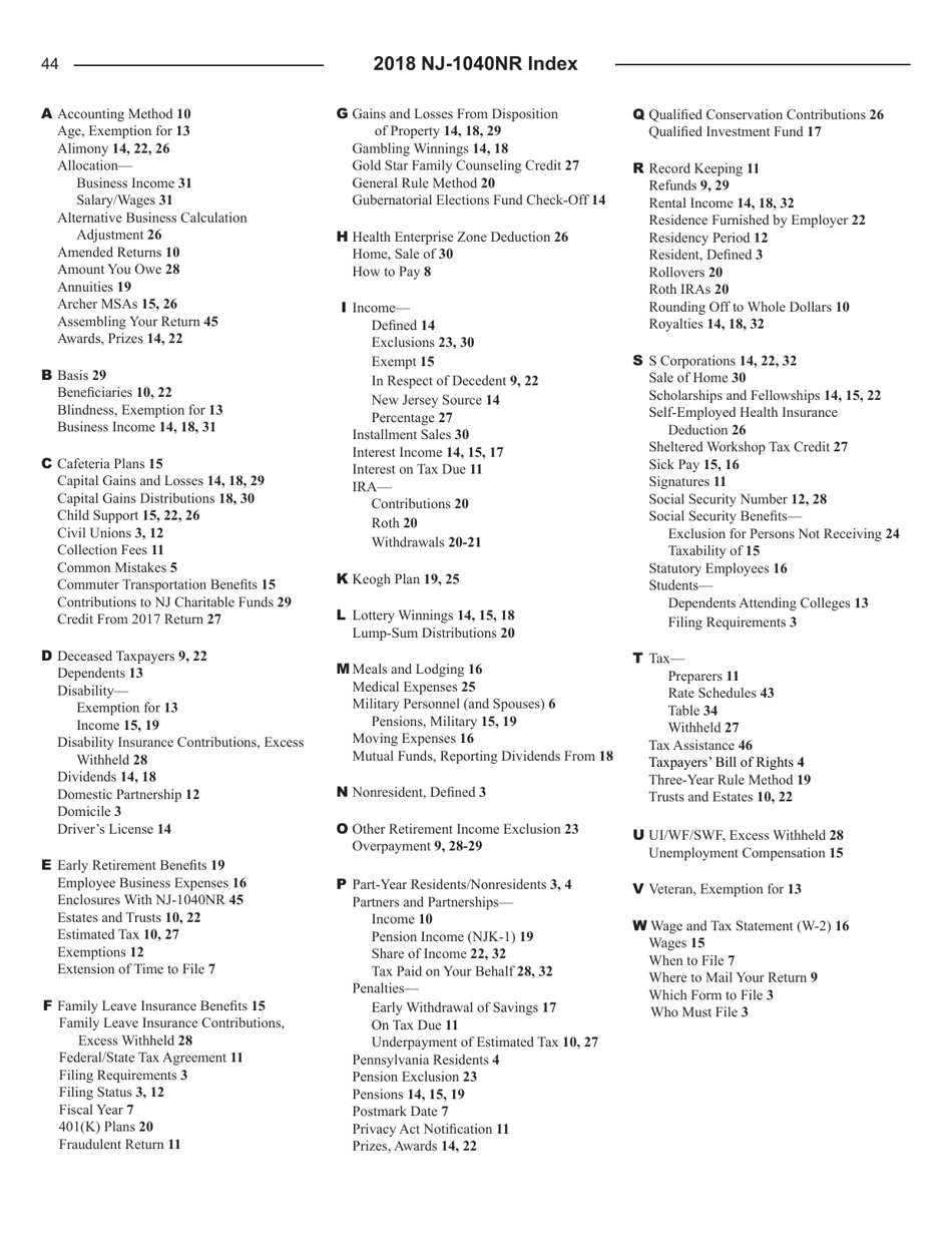 Instructions for Form NJ-1040NR New Jersey Income Tax Nonresident Return - New Jersey, Page 44