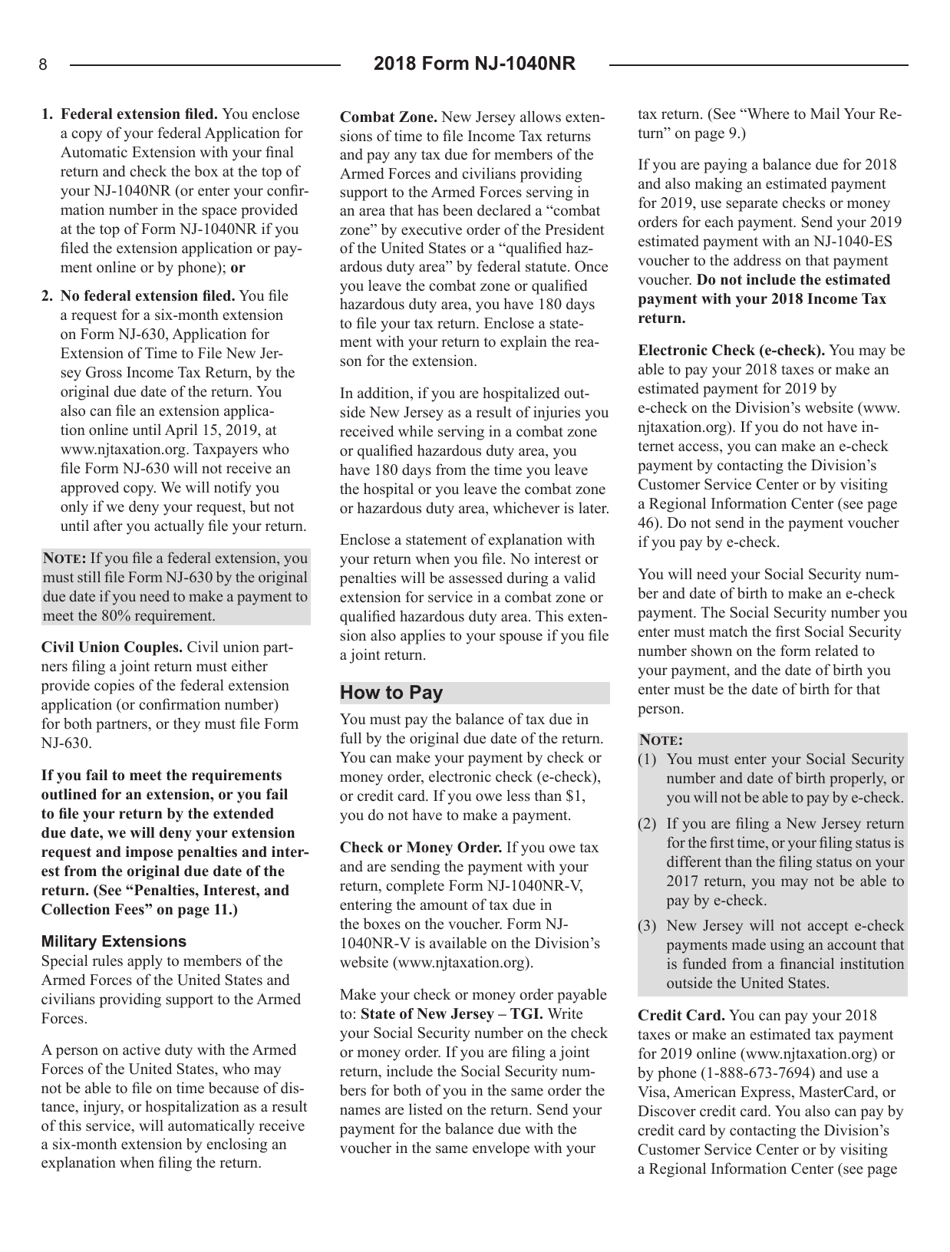 Instructions for Form NJ-1040NR New Jersey Income Tax Nonresident Return - New Jersey, Page 8