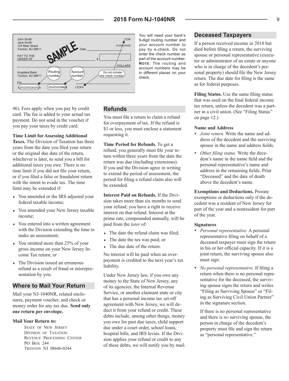 Instructions for Form NJ-1040NR New Jersey Income Tax Nonresident Return - New Jersey, Page 9
