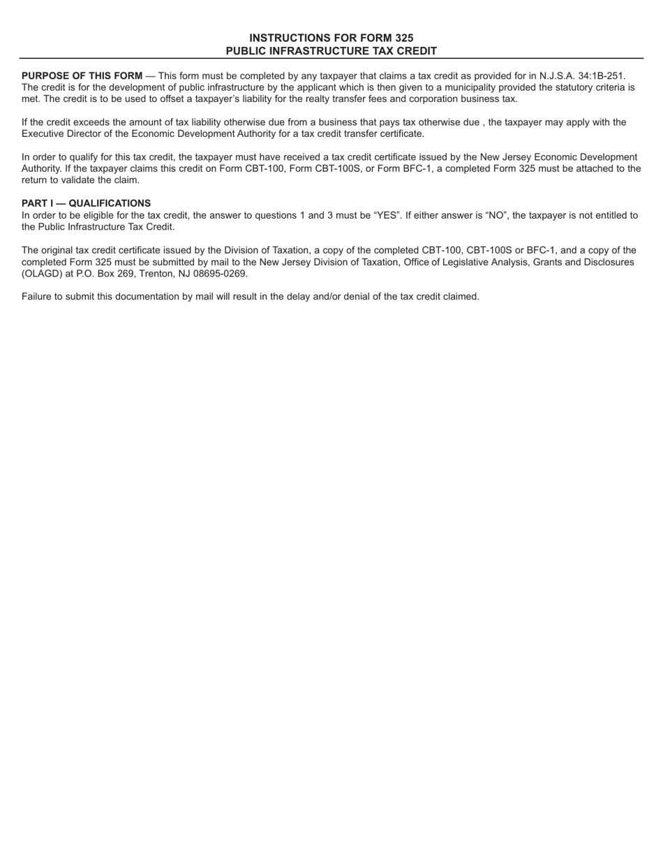 Form 325-IPT Public Infrastructure Tax Credit - New Jersey, Page 2