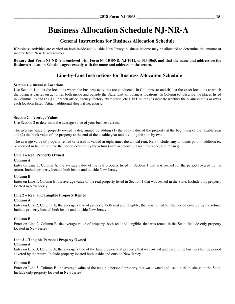 Instructions for Form NJ-1065 Partnership Return - New Jersey, Page 15